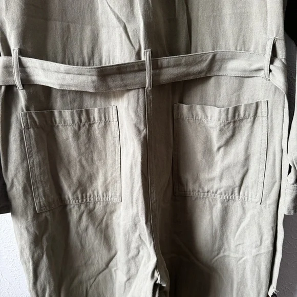 UMGEE USA Green Belted Long Sleeve Jumpsuit COVERALLS Pantsuit Womens L - Picture 7 of 7